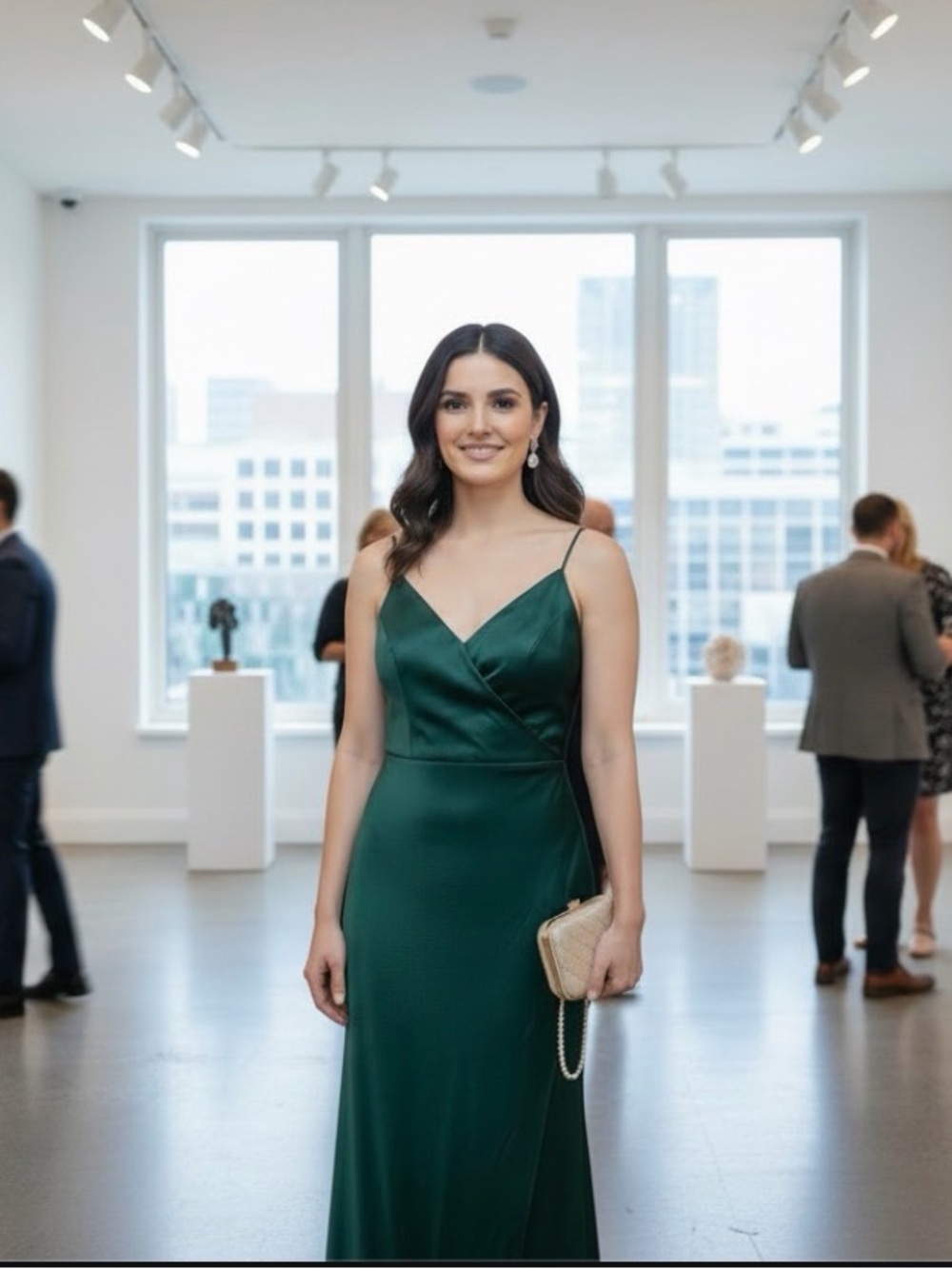 Watters evergreen Green Maxi wrap Dress size large